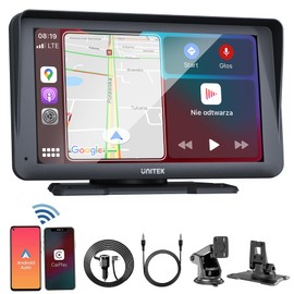 Wireless Portable Touchscreen Car Stereo - Unitek 7 inch Bluetooth Compatable Android & Apple Carplay Screen for Car Pantalla para Carros with Backup Camera/GPS Navigator/Mirror Link/Voice Control
