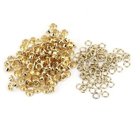 HEEPDD 100pcs Ojal Remache, 5mm Oro Plata Ojales Lisos Arandelas para Lona Cuero reparación Accesorios Decorativos para Cordones Bolsos Sombreros for Artesanos Manualidades, decoración