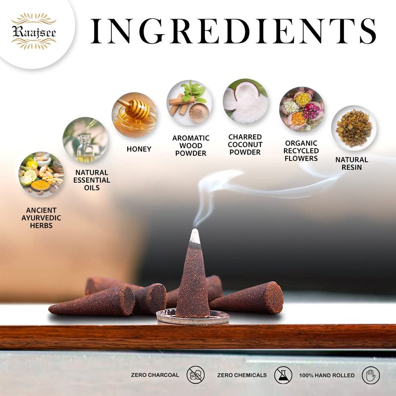 Raajsee Natural Incense Cones,6 Pack Mixed Scents Gift Pack 15