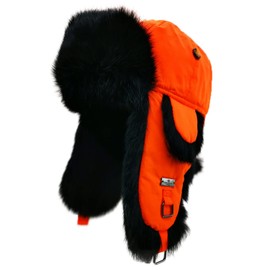 Alkaidstar Fur Winter Trapper Hat,100% Rabbit Fur Aviator Ski Trapper Trooper Pilot Hat,Snow Eskimo Hat with Ear Flaps for Men & Women