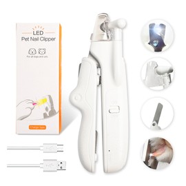 Dog Nail Trimmers, Rechargeable Cat Nail Clipper with Ultra Bright LED Light, illuminate Nails or Bloodline Avoid Over Cutting Nails, Pet Nail Clippers with Nail Files, Extra Sharp Thick Nails