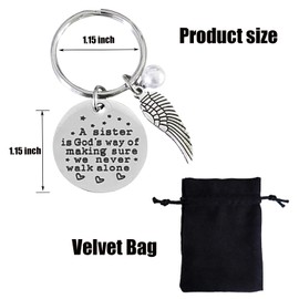 HAMIYELL Sister Gifts - A Sister is God's Way of Making Sure We Never Walk Alone Keychain Key ring for Sister’s Birthday Christmas Gifts