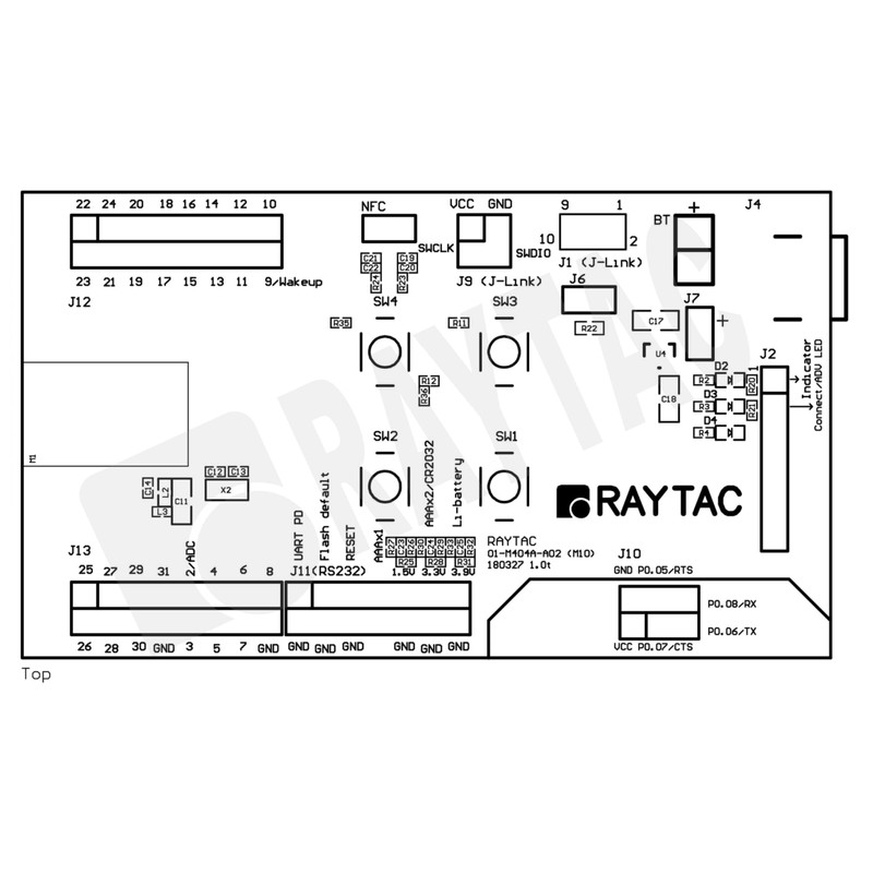 MDBT42Q-AT2-UART-S/AT Command/NUS/SPP Nordic Bluetooth Module Chip Antenna Evaluation Board Dev