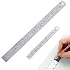 Ginhkok Stainless Steel Straight Ruler, 11.8 inches (30 cm), 5.9 inches (15 cm), Set of 2, Measuring Tool, Set of 2, Includes Exchange Chart in Millimeters and Inches Ruler, Straight Ruler, Ruler Tool for Drawing, Corrosion Resistant, Moisture Resistant,