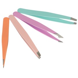 Gatuida 4pcs Professional Stainless Steel Eyebrow Tweezers Set Flat Angled Pointed and Tips for Removal and Eyebrow Shaping Durable and Portable Beauty Tools Random Color