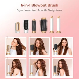 Air Styler 6 in 1 Hair styler set mit 1000W Haartrockner, Rundbürste, Warmluftbürste, Föhnbürste, Lockenwickler, Glättbürste, Haarstyler Airstyler für Alle Haartypen, Trocknen, Glätten, Locken