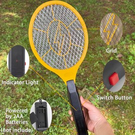 2 Pack Electric Fly Swatter, Handheld Bug Zapper Racket for Outdoor & Indoor, Mosquito Zapper Racket Battery Powered Tennis Mosquito Rackets for Insect