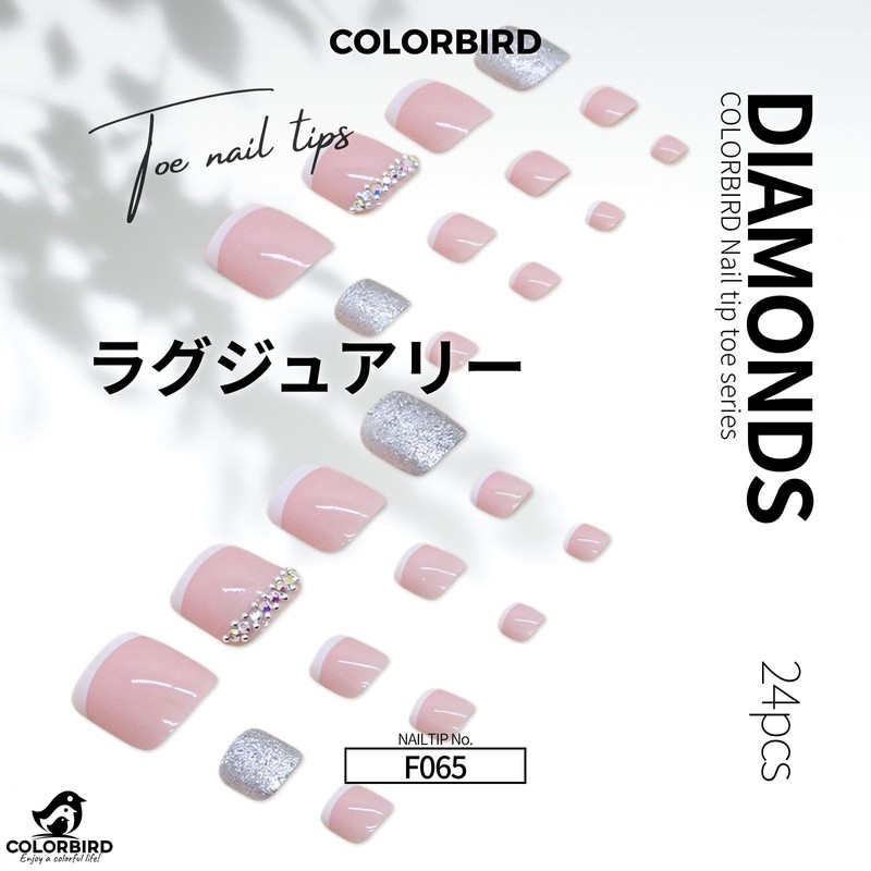 COLORBIRD Foot Nail Tips, 24 Sheets, Nail Tips, Foot Nail