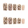 Short Press on Nails Cute Leopard Print Fake Nails Nude