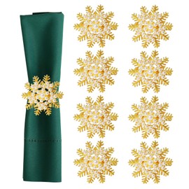 hristmas Napkin Rings Metal Pearl Snowflake Napkin Serviette Buckles Holder Ring for Xmas,Thanksgiving,Table Decor,Banquent,Family Dinner(Pearl Snowflake)