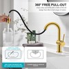 KENES Brushed Gold Single Handle Bathroom Faucet with Pull Out