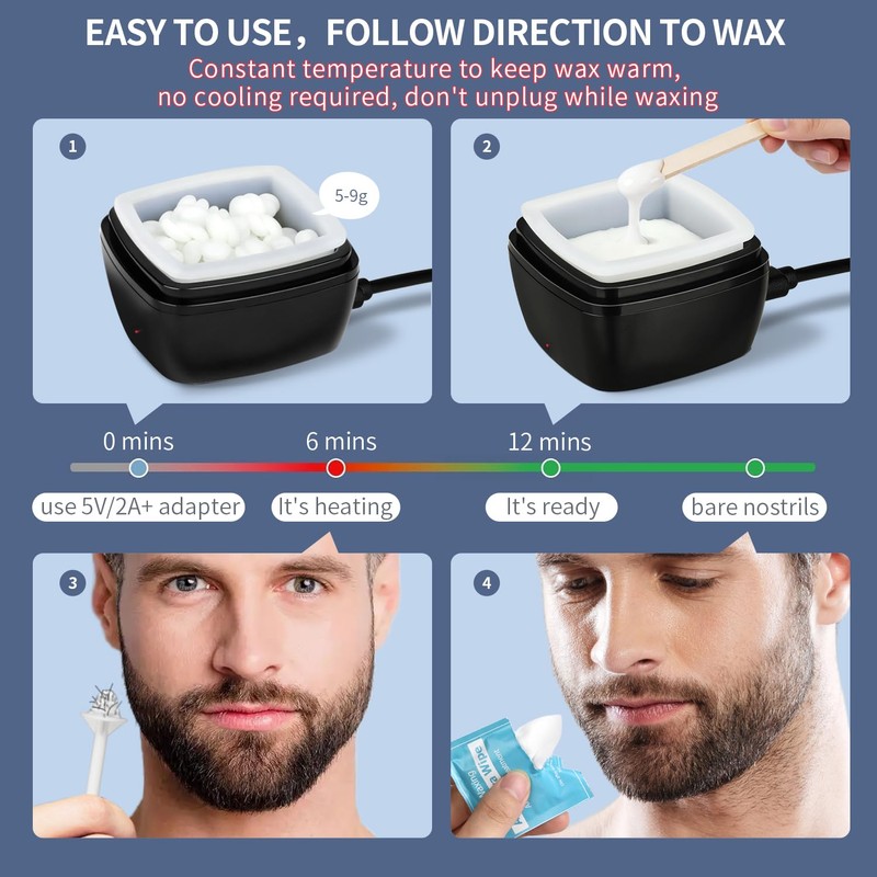 Nose Wax Kit Men, Nose Ear Hair Waxing Kit 120g