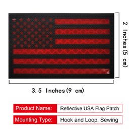 EmWoot 2PCS America American Flag Patches IR Infrared Reflective Patch Laser Cut Patch Regular and Reverse Hook and Loop(3.5x2 Inch Red Black)