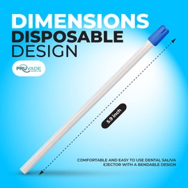 Pruvade Dental Saliva Ejectors, 1000 Pack, Soft Flexible Valve Tips, Disposable Suction Ejectors for Oral Care, Removes Water, Liquid, Debris, Dentist Equipment, Clear with Blue Tip