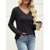 ANRABESS Womens V Neck Sweaters 2025 Fall Long Sleeve Shirts