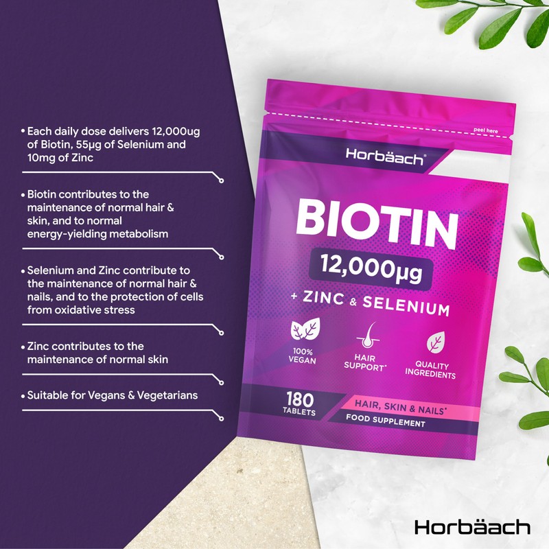 Biotin Tablets 12000ug | 180 Count | High Strength Complex