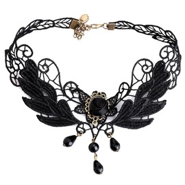 Jovivi Gothic jewellery, women's necklace, acrylic lace, collar, vintage necklace