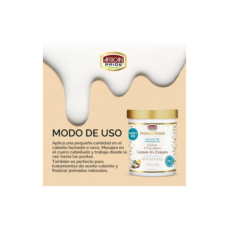 African Pride Moisture Miracle Crema para El Cabello Sin Enjuague