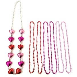 Robbstark Juego de collar de cuentas para el día de San Valentín, para despedida de soltero, color rosa, morado, rojo, con forma de corazón (7 unidades)