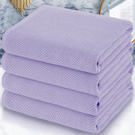 VOOVA & MOVAS Purple Bath Towels Set of 4, Large 30" x 56" - 100% Cotton | Quick Dry | Light Weight | Thick | Soft | Absorbent, Quick Dry Towels for Showering, Luxury Towel Gift Set, Lilac