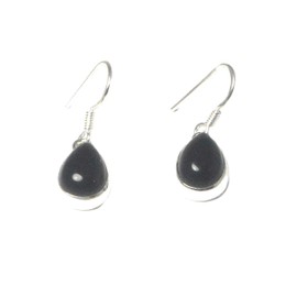 Art Gecko Black ONYX Sterling Silver 925 Teardrop Gemstone Earrings