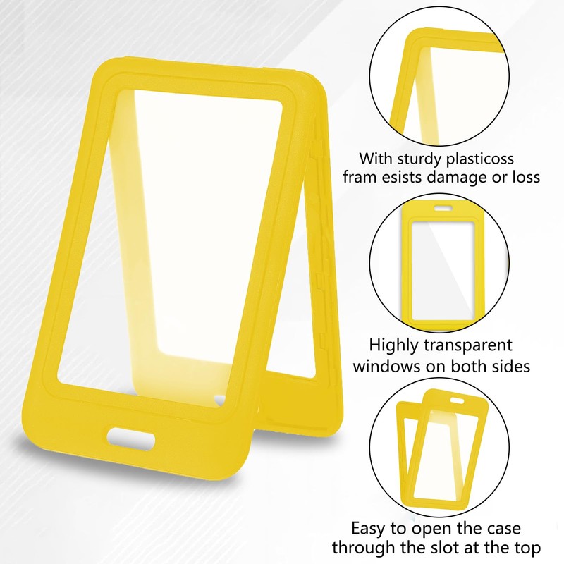 1 Pcs ID Badge Holder with Double-Sided Windows Vertical Hard