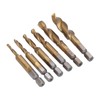 6Pcs Combination Drill Tap Bit 1/4in Hex Shank Spiral Tapping