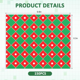 Tenceur 150 Pcs Christmas Wax Paper Sheets for Food Sandwich Wrap Paper Deli Paper Grease Proof Paper Sheets Xmas Decorative Winter Tissue Paper Candy Cookies Wrapping Paper for Food Basket Liner