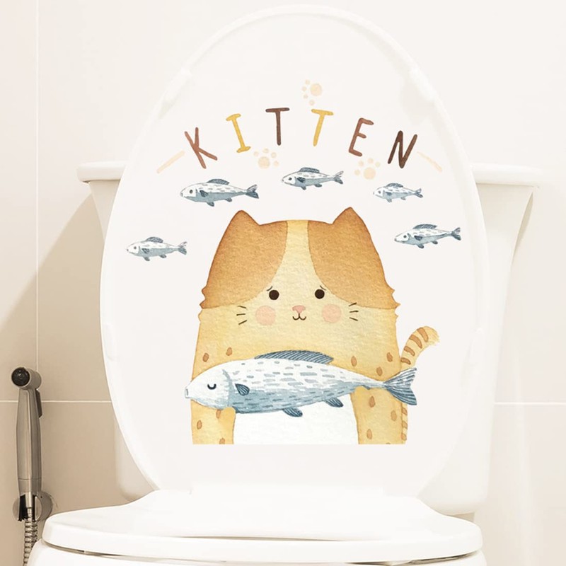 Fujitoya Wall Sticker Cat Fish Toilet Lid Refrigerator Lid Toilet