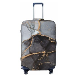 Lukbfall Black Gold Gray Marble Luggage Suitcase Covers Elastic Washable Luggage Protector Travel Suitcase Protective Cover For Kid And Adult, L (Fit 25-28 Inch Luggage)