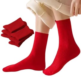 Lalaso MY04 Women's Red Heel Care Socks, Moisturizing Socks, Good Luck, Birthday, Sixtieth Birthday Celebration, Cuticle Care, Anti-Cracking, Smooth Socks, Gift Set of 3 Pairs