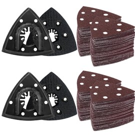 LEILUO 127 Pcs Oscillating Tool Sanding Pad Kit - 4 Triangle Pads, 120 Sandpaper, 3 Adapters - Compatible with DeWalt, Dremel, Milwaukee & More