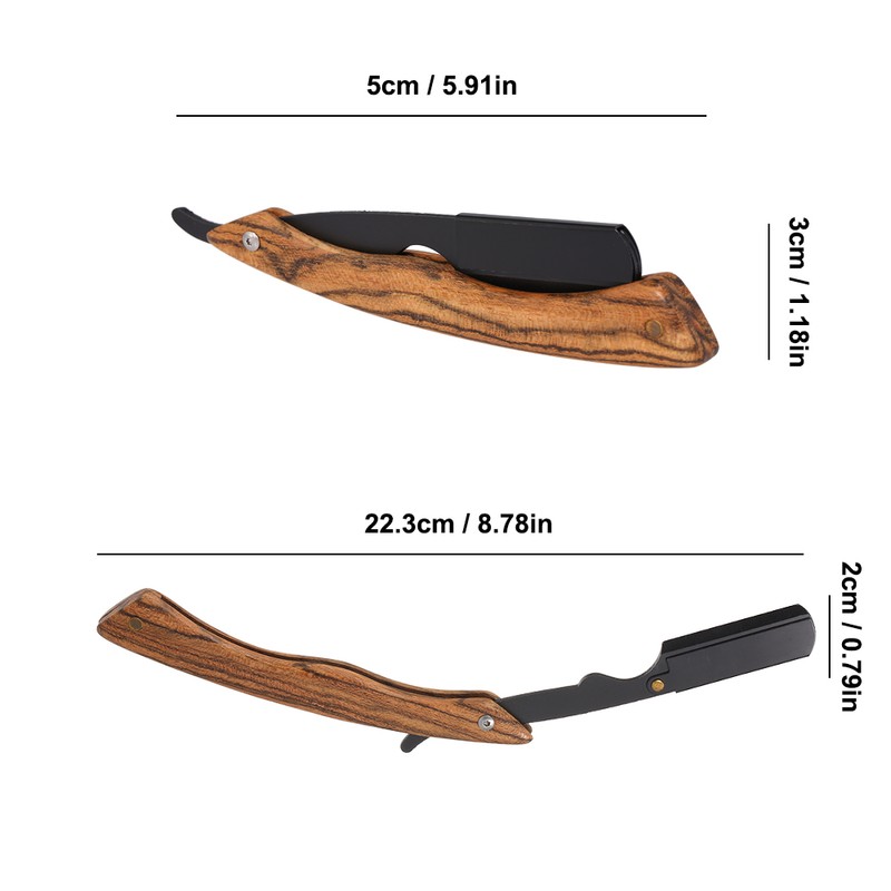 Straight Razor with Wooden Handle Shaving Razor Knife for Beard