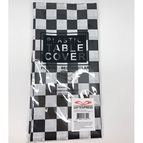 GIFTEXPRESS 4-Pack Black & White Checkered Flag Table Cover Party Favor/Checkered Tablecloth/Disposable Checkered Racing Table Cover/Check Table Cover
