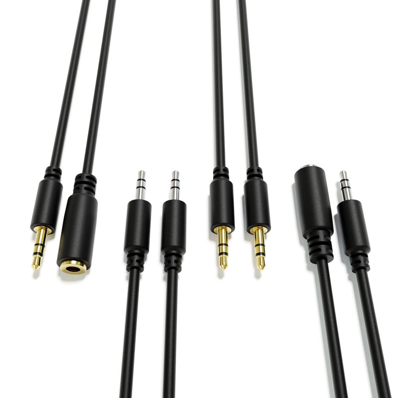 ExcelValley - Audio AUX Extension Cables Leads - Stereo Mini