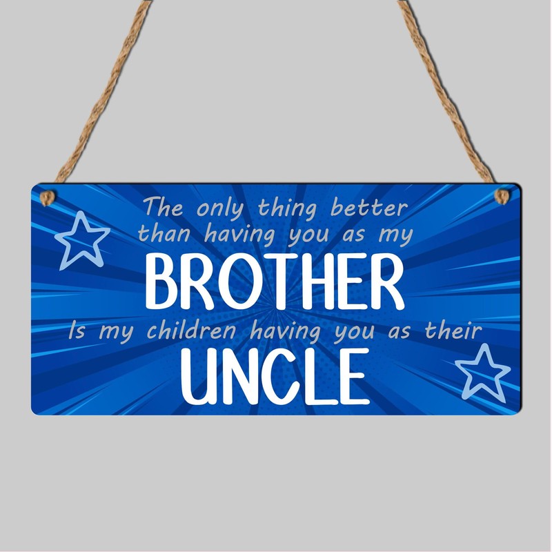 Pixie's Gifts Best Brother Uncle Birthday Gift Wooden Blue Plaque
