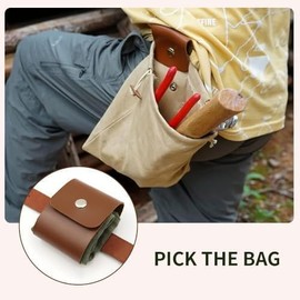 Bolso de cinturón plegable de lona y cuero, Negro