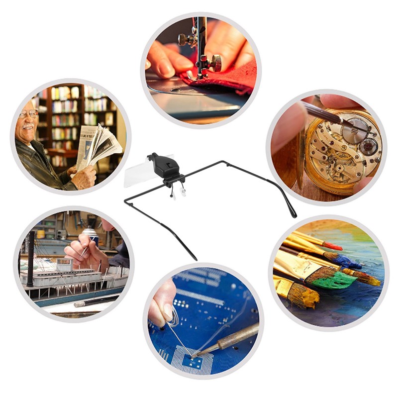 1.5X 2.5X 3.5X Eyeglass LED Magnifier Hands Free Head Eyelash