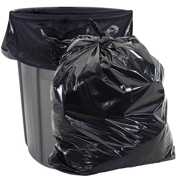Aluf Plastics 45 Gallon 1.4 MIL Black Heavy Duty Garbage
