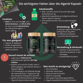 Naturise NatuRise? Omega 3 Vegan C Algen?l - 804mg DHA & EPA C Hochdosiert C 180 Kapseln - Neue Rezeptur - Laborgeprft C Triglycerid-Form C Ohne Carrageen C UV-Glas