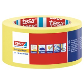 tesa 43340000400 Precision Mask Indoor Masking Tape for Painting and Decorating, Residue Free Removal, 50 m x 50 mm