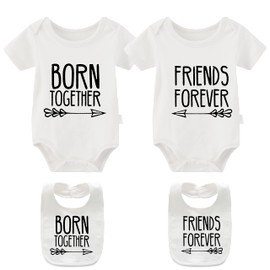 YSCULBUTOL Conjunto de ropa para bebé con baberos y gorro para niñas, Blanco, 0-3 meses