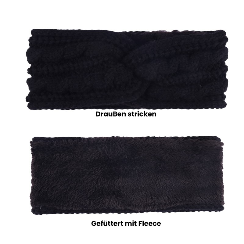 Women's Knitted Headband - Girls Ear Warmers Lined with Fleece,