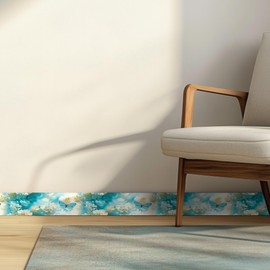 HOMETITUTE Wallpaper Border Peel and Stick Decorative Wall Trim Self Adhesive Butterfly Floral Accent Strip for Bedroom Nursery Entryway Mirror Frame Shelf Edge 4x196 Inch Light Blue Dreamy Design