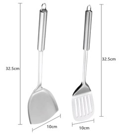 YILANJIN Spatulas for Cooking, Stainless Steel Spatulas Set, Spatula Solid Turner, Slotted Fish Turner Spatula, Cooking Turner, Crepe Spatula, Burger Turner, Kitchen Cooking Utensil, 2Pcs