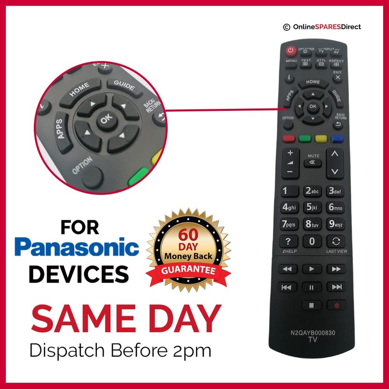 Replacement Remote Control For Panasonic TX-L32E6B Tv