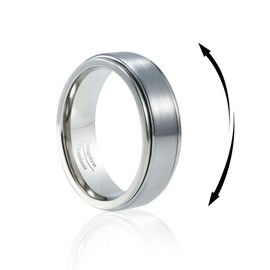 TGNEL 6mm Titanium Wedding Anxiety Fidget Rings Spinner Tungsten Engagement Rings for Women Men, Basic Plain Wedding Rings Silver Matte Brushed Finish Comfort fit Size 8.5