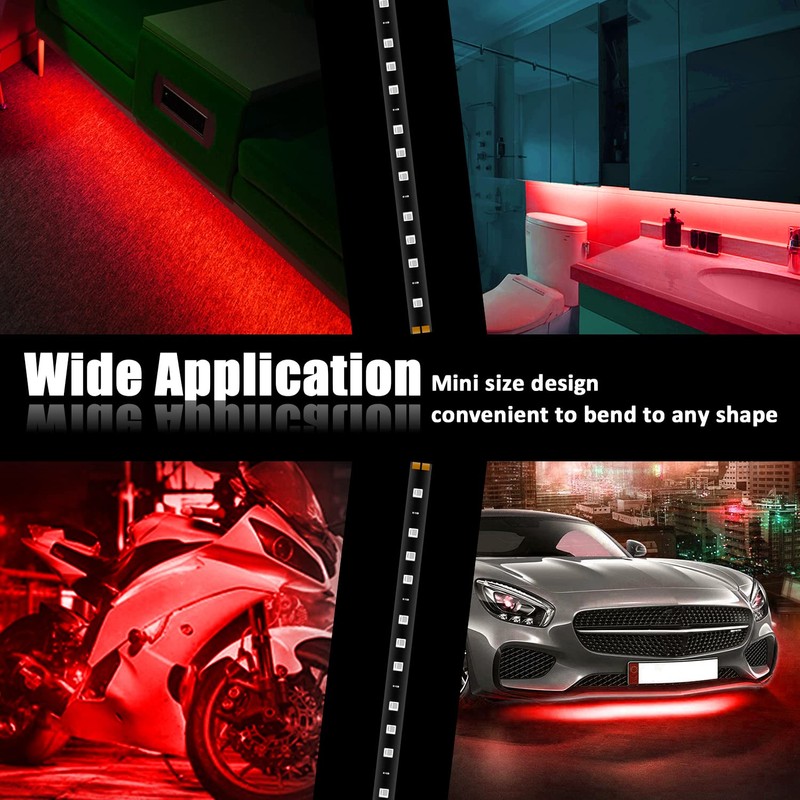 XT AUTO 8pcs 12V Super Bright 30cm 15 LED Flexible