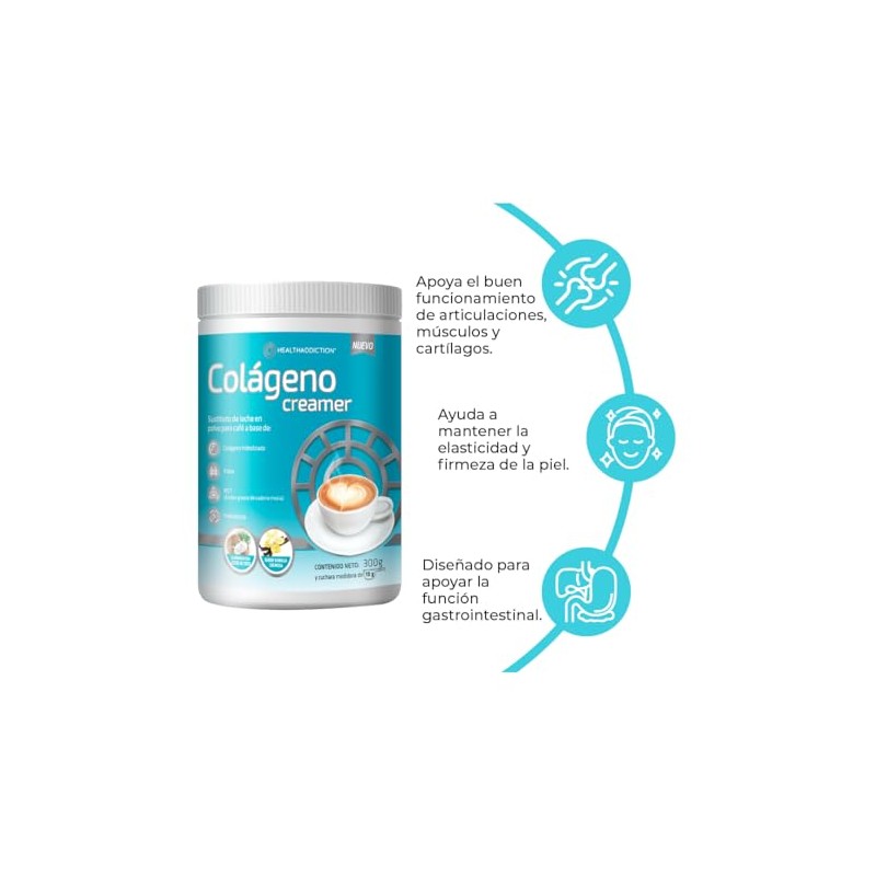 HEALTHADDICTION - Colágeno Creamer con Prebióticos, MCT Oil y Leche