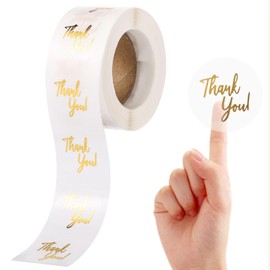 500Pcs 1.5 in Clear Thank You Stickers Round Transparent PVC Stickers, Self-Adhesive Envelope Seal Labels for Business Wedding Festival Baby Shower Birthday Party (500)
